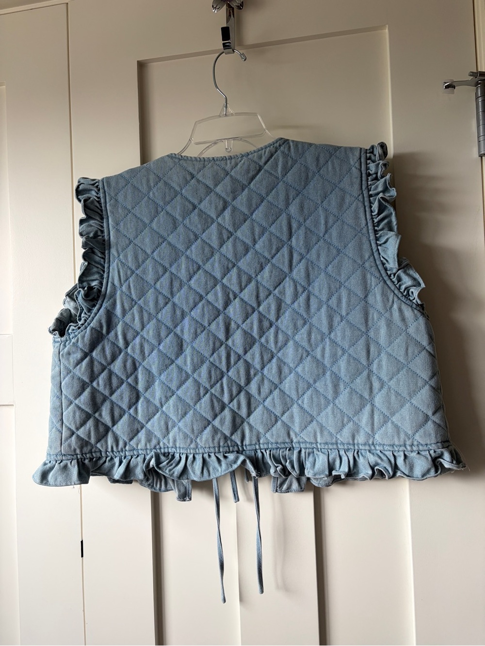 Mable Quilted Denim Ruffle Vest - Picture 3 of 7